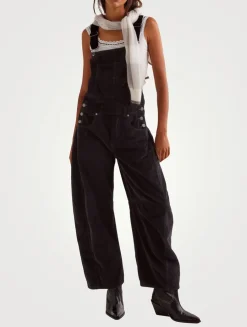 Good Luck Barrel-Leg Corduroy Overalls