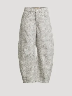 Good Luck Barrel-Leg Jeans In Snakeskin Print