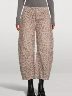 Good Luck Barrel-Leg Jeans In Snakeskin Print