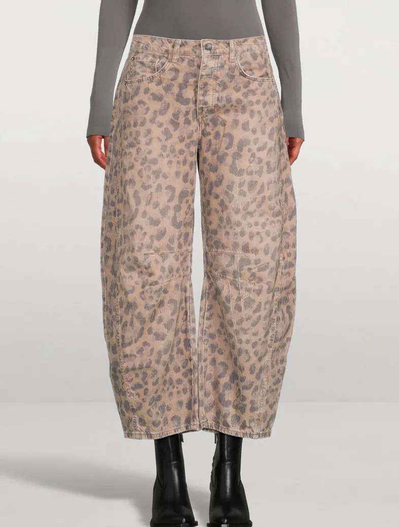 Good Luck Barrel-Leg Jeans In Snakeskin Print