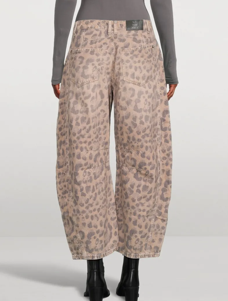 Good Luck Barrel-Leg Jeans In Snakeskin Print