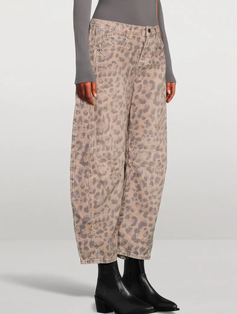 Good Luck Barrel-Leg Jeans In Snakeskin Print