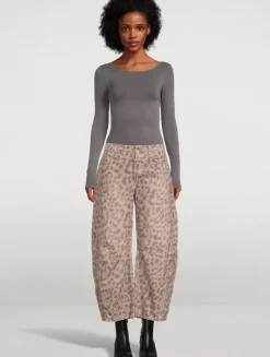 Good Luck Barrel-Leg Jeans In Snakeskin Print