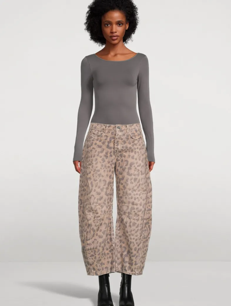 Good Luck Barrel-Leg Jeans In Snakeskin Print