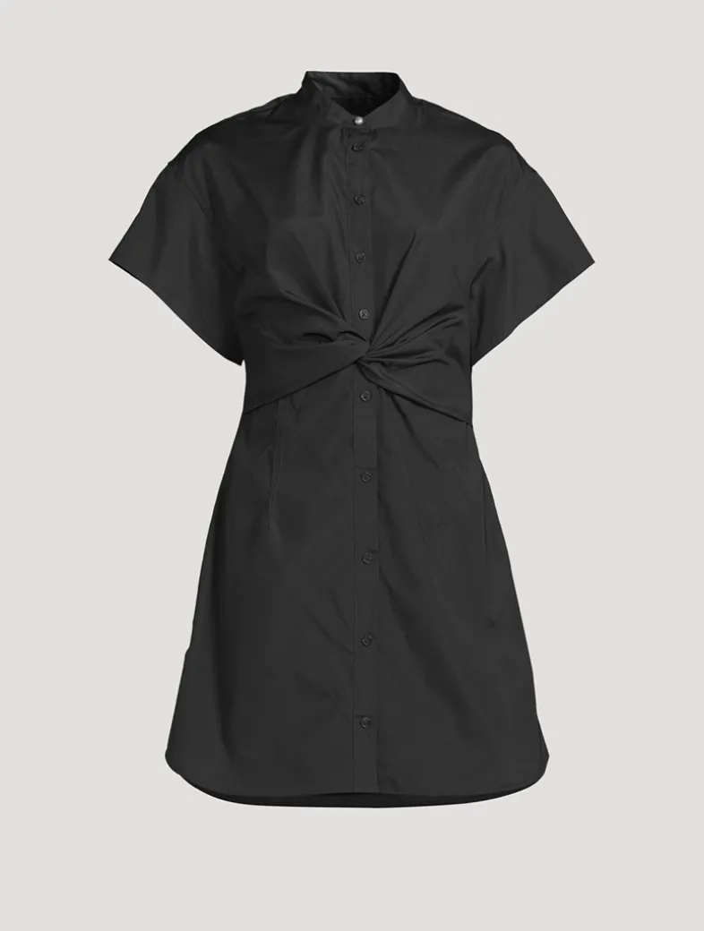 Gretchen Twist-Front Poplin Shirt Dress