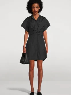 Gretchen Twist-Front Poplin Shirt Dress
