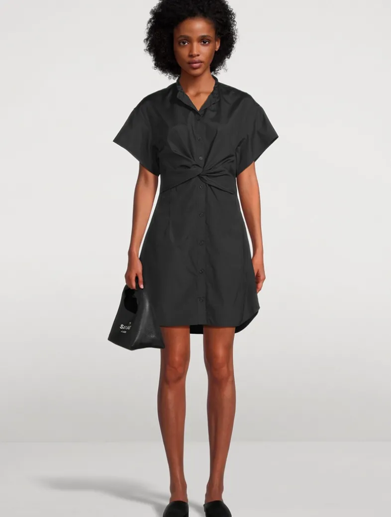 Gretchen Twist-Front Poplin Shirt Dress