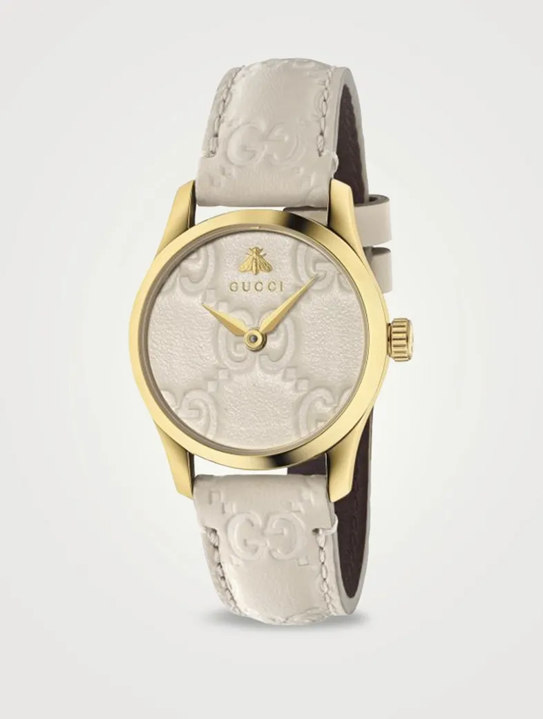 G-Timeless Leather Strap Watch