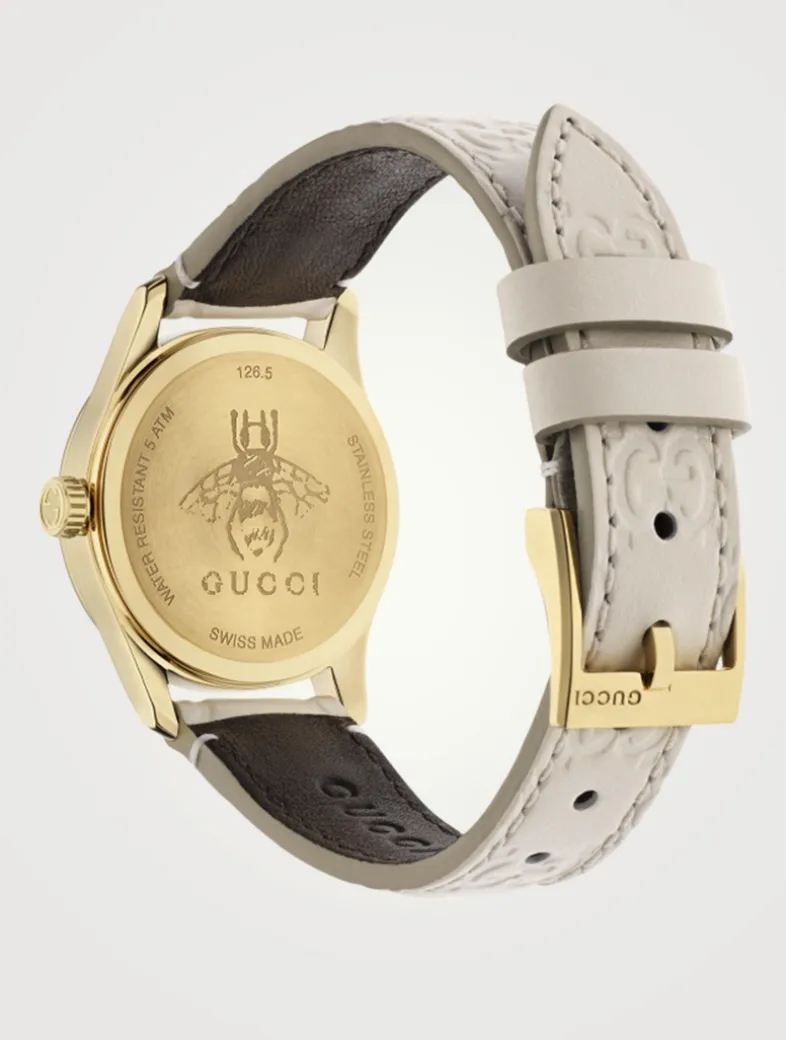 G-Timeless Leather Strap Watch