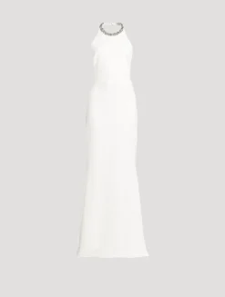 Halter Evening Dress With Crystals