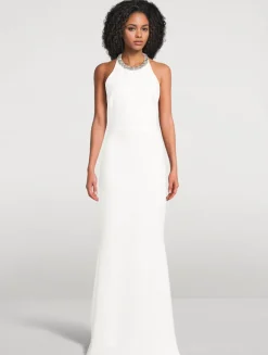 Halter Evening Dress With Crystals