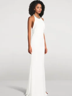 Halter Evening Dress With Crystals