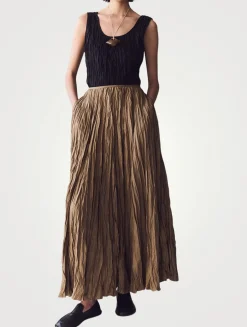 Hand Plissé Maxi Skirt