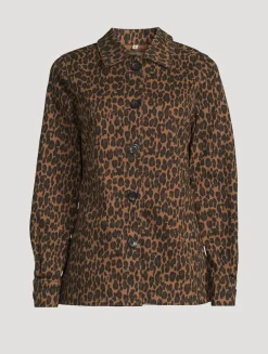 Harloe Denim Jacket In Leopard Print