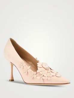 Harneclo Floral-Appliqué Suede Pumps