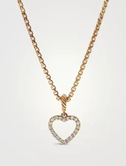 Heart Amulet In 18k Yellow Gold With Pavé Diamonds