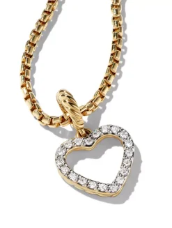 Heart Amulet In 18k Yellow Gold With Pavé Diamonds