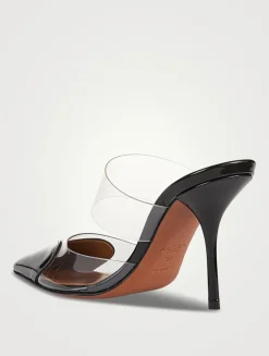 Heart Patent Leather And PVC Mules