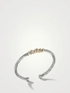 Helena Center Station Bracelet In Sterling Silver With 18k Yellow Gold And Pavé Diamonds