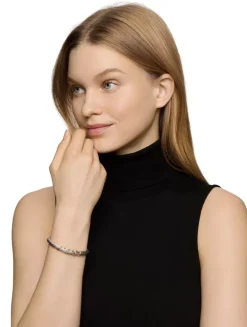 Helena Center Station Bracelet In Sterling Silver With 18k Yellow Gold And Diamonds, 6mm