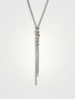Helena Y Necklace In Sterling Silver With 18k Yellow Gold With Pavé Diamonds
