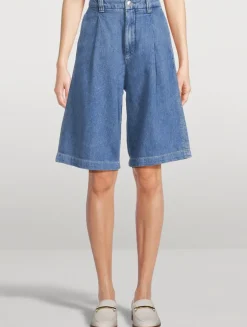 Hepburn Pleated Denim Shorts