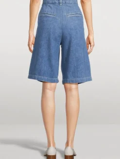 Hepburn Pleated Denim Shorts