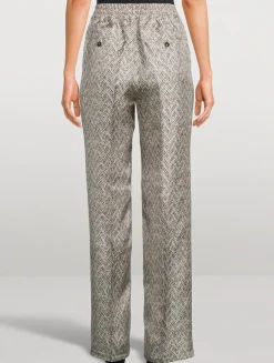 Herringbone Silk Drawstring Trousers