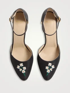 Hi Dolly Floral-Embroidered Shantung Pumps