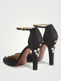 Hi Dolly Floral-Embroidered Shantung Pumps