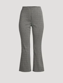 High Waisted Knit Plaid Kick Pants