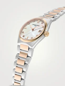 Highlife Slimline Mother-Of-Pearl Stainless Steel Bracelet Watch With Diamonds