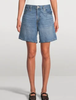 High-Rise Baggy Denim Shorts