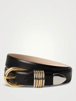 Hollyhock Mixed Metal Leather Belt