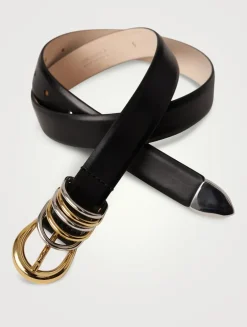 Hollyhock Mixed Metal Leather Belt