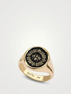 Honeybee 14K Gold Talisman Signet Ring