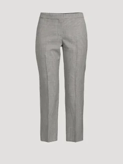 Houndstooth Wool Mohair Cigarette Trousers