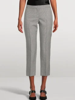 Houndstooth Wool Mohair Cigarette Trousers
