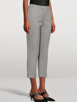 Houndstooth Wool Mohair Cigarette Trousers