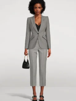 Houndstooth Wool Mohair Cigarette Trousers