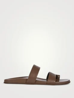 Hugh Leather Slide Sandals