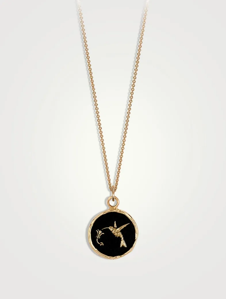 Hummingbird 14K Gold Talisman Necklace