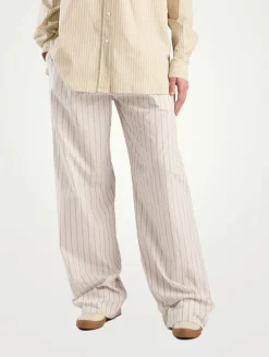 Hypnosta Wide-Leg Trousers In Pinstripe Print