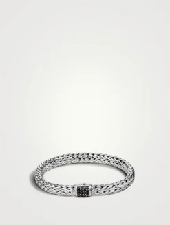Icon 7.5mm Classic Chain Bracelet With Pavé Black Sapphire