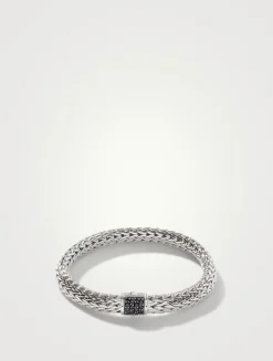 Icon 7.5mm Classic Chain Bracelet With Pavé Black Sapphire