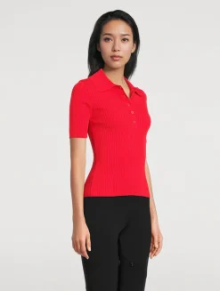 Iconic Rib-Knit Polo Shirt