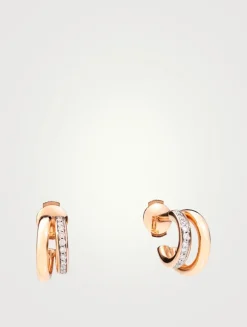 Iconica 18K Rose Gold Double Hoop Earrings With Diamonds