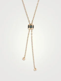Iconica 18K Rose Gold Lariat Necklace With Blue Topaz