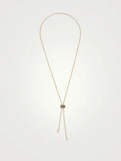 Iconica 18K Rose Gold Lariat Necklace With Blue Topaz