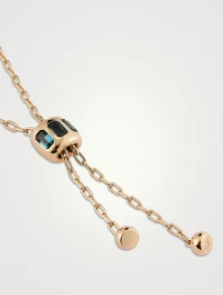 Iconica 18K Rose Gold Lariat Necklace With Blue Topaz